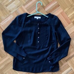 LOFT Semi-Sheer Navy Blue Button-Down Blouse Women’s Size Small